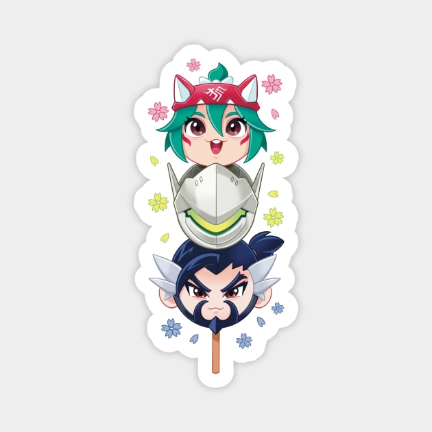 Overwatch 2 Dango Kiriko Genji Hanzo Magnet by Gajendraw