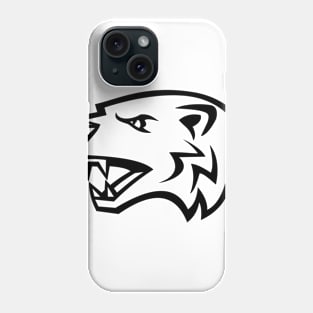 Angry North American Badger Head Side View Mascot Black and White Phone Case