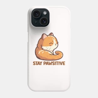 Stay Pawsitive (STAY POSITIVE) Cat illustration Phone Case