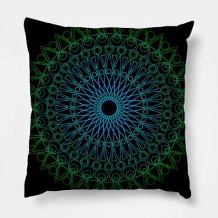 Green mandala on black Pillow