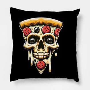 Pizza Skull Face, Funny Pizza Lover, Halloween Pillow