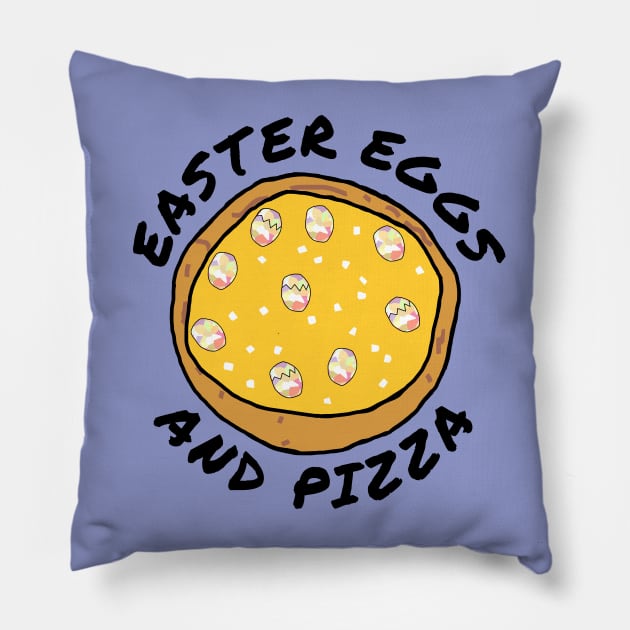 Happy Easter Eggs and Funny Pizza Pillow by ellenhenryart