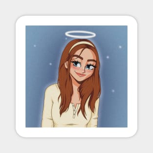 portrait redhead girl angel cute kawaii Magnet