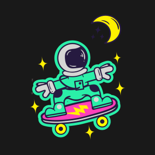 Space Man On Board Skateboarding On Space T-Shirt