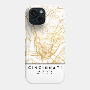 CINCINNATI OHIO CITY STREET MAP ART Phone Case