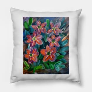 Abstract flowers in metallic paint Pillow