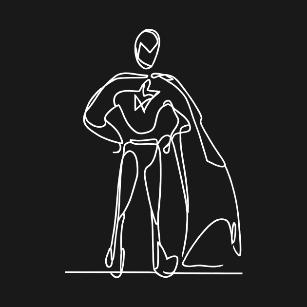 Minimalist white lines art Superhero Silhouette | Character 4 by Jumitu-Art