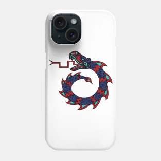 Mexican Snake Dragon Design Red, Blue and Turquoise T-Shirt Phone Case