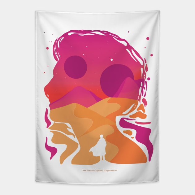 Paul Atreides on Arrakis, Double Exposure Minimalist Illustration Tapestry by Dream Artworks