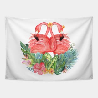 Love Birds Flamingos | Tropical Art Tapestry