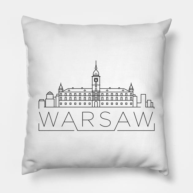 Warsaw Minimal Skyline Pillow by kursatunsal