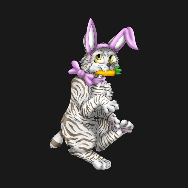 Bobtail BunnyCat: Silver-Amber Tabby (Pink) by spyroid101