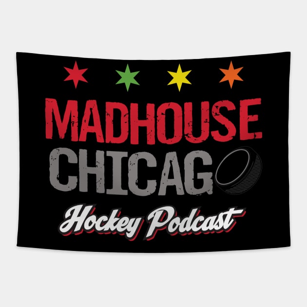 Madhouse Podcast Primary Logo (Gray) Tapestry by Madhouse Chicago Hockey Podcast