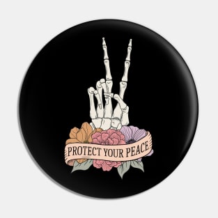 "Protect Your Peace" Skelton Peace Sign Pin