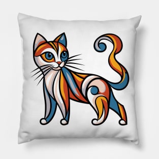 Pop art cat illustration. cubism cat illustration Pillow