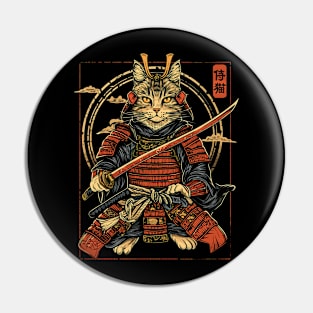 Samurai Cat, Japanese Cat Art Aesthetic, Cat Lover Pin