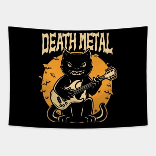 Death Metal Satanic Baphomet Cat playing guitar Tapestry