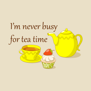 tea time with teapot, cup and cupcake T-Shirt