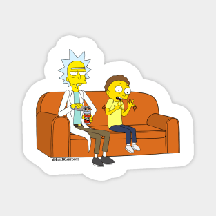 yellow scientist and kid on couch Magnet