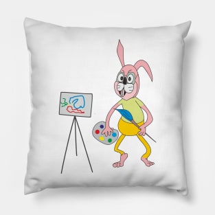 Pink Bunny Artist Pillow