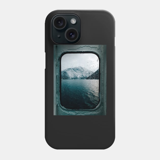 Norwegian Fjord During Winter Photographed Through Wet Ferry Window Phone Case by visualspectrum