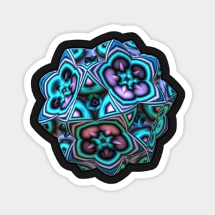 Lavender and Teal 3-D Fractal Pattern Magnet