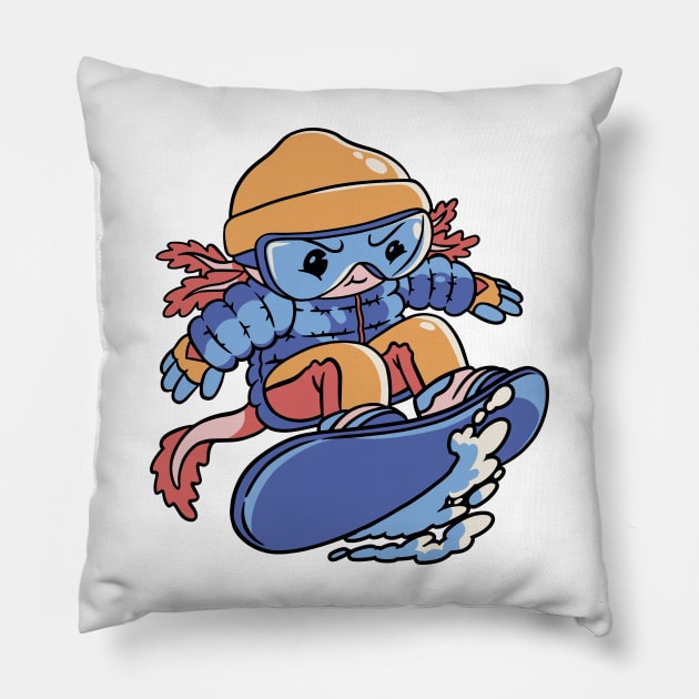 Axolotl Snowboarder Pillow by HAPPY GIFTS K