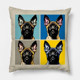 Pop Retro Belgian Malinoi Art Painting - Cute Puppy Pillow