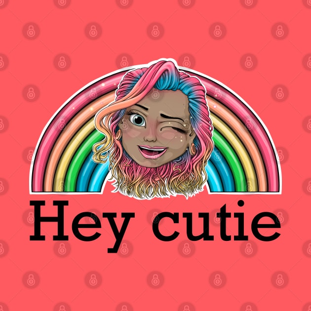 hey cutie Reva Prisma winking face emoji (black text) by Mei.illustration