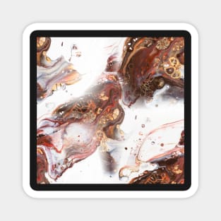 Copper, beige, brown and white fluid Painting Pattern Magnet