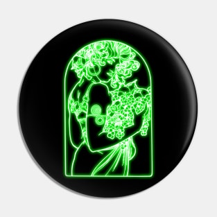 Alphonse Mucha green Neon Pin