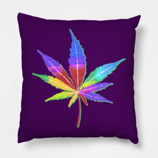 Colorful Cannabis Leaf T-Shirt Pillow