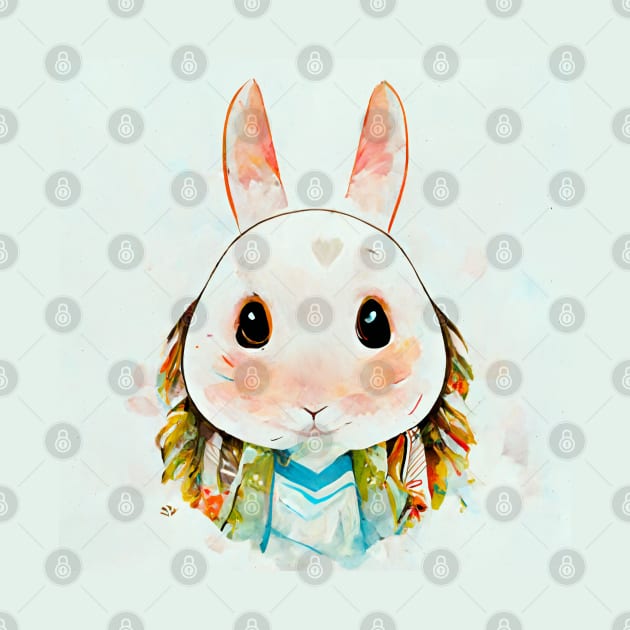 Bunny Lover Cute Rabbit Portrait by Nysa Design