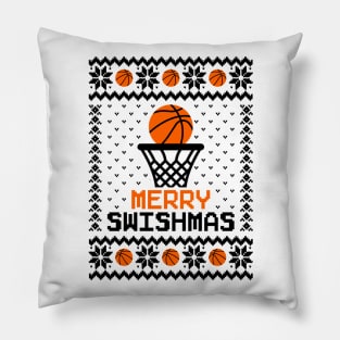 Merry Swishmas Basketball Ugly Sweater Pillow