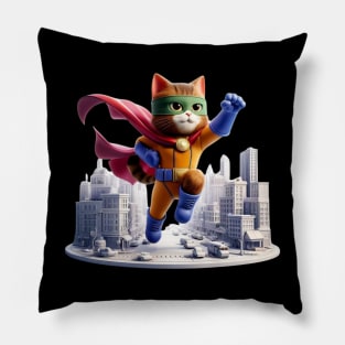 Superhero Cat to the Rescue – Urban Vigilante Sticker Pillow