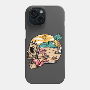 skull wearing helmet and beach scene Phone Case