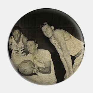 Elgin Baylor, Coach Fred Schaus and Jerry West, 1962 Pin