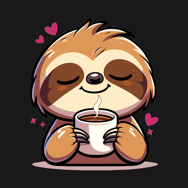 Sloth Loves Coffee Latte by MunMun