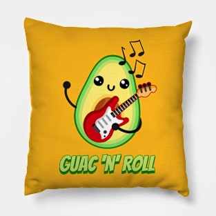 Guac 'n' Roll! Cute Avocado Music Cartoon Pillow