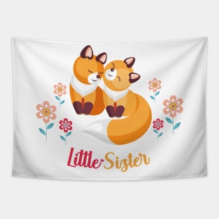 Cute Fox Siblings Gift for Little Sister Tapestry