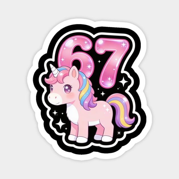 67 Unicorn Birthday Party Cute Number Magnet by ArtistTee ⭐⭐⭐⭐⭐