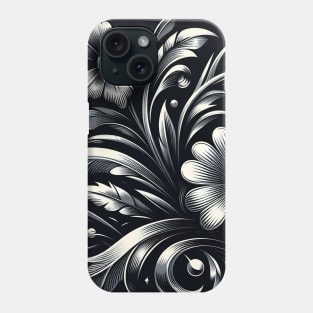 Silver Floral Illustration Phone Case