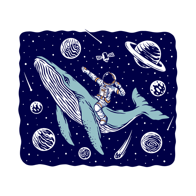 Funny Astronaut Riding a Whale // Funny Outer Space by SLAG_Creative