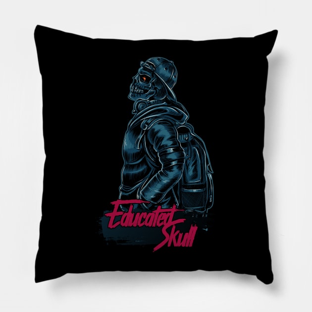 Astronaut and educated skull Pillow by Pikiran Bobrok