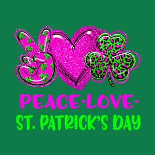 St Patrick's day peace love shamrocks green beer T-Shirt