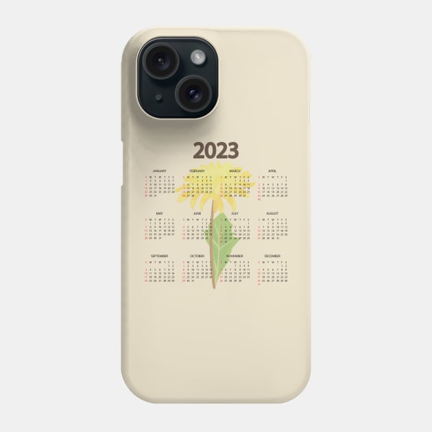 2023 PRINTABLE CALENDAR, 2023 Monthly Planner, floral monthly Calendar, Phone Case by Medregxl