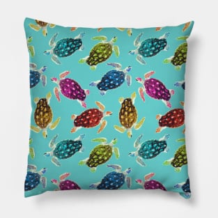 Cute Animals Colorful Swimming Sea Turtles Nature Ocean Pattern Gift Pillow