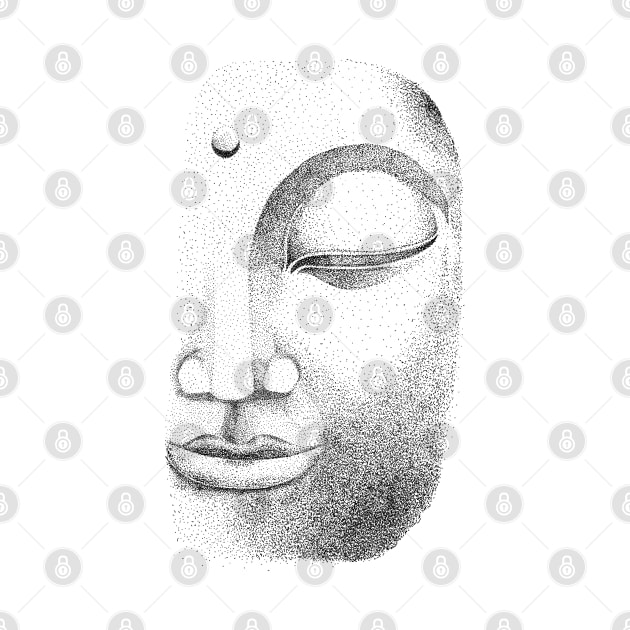 Hand drawn Buddha Face using dotwork by jitkaegressy