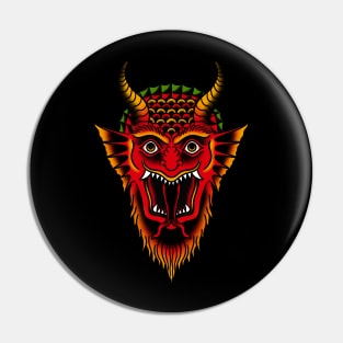 Red Demon Traditional Tattoo Old School Goth Pin