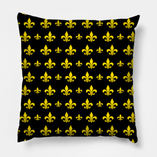 Black and Gold Fleur de Lis Pattern Pillow